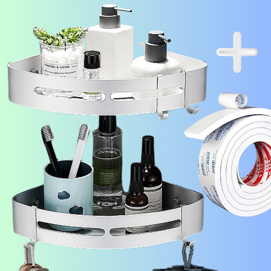 Lot 2 Etagères angle - Organisateur Pour coin de douche+ Scotch DF