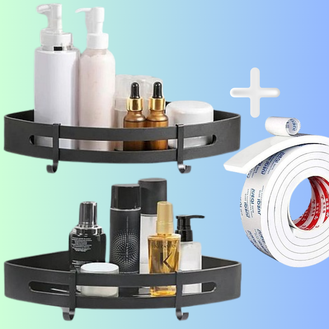 Lot 2 Etagères angle - Organisateur Pour coin de douche+ Scotch DF