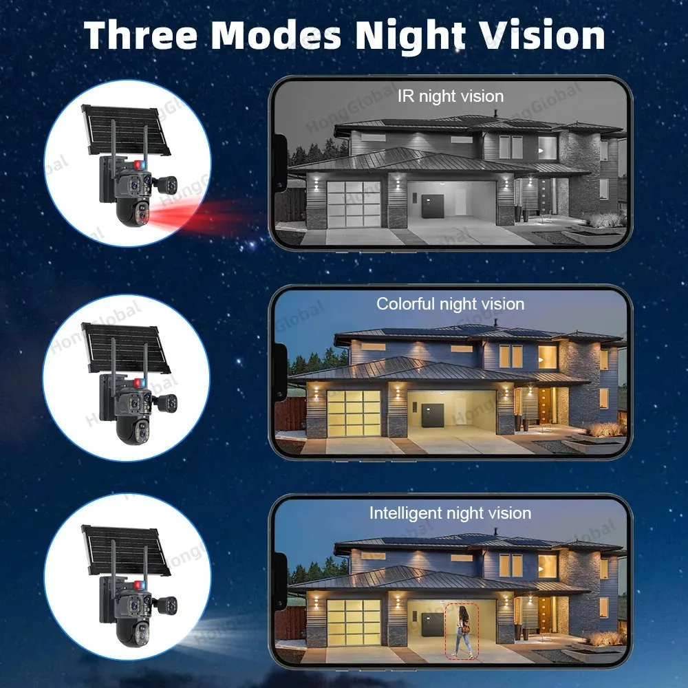 Caméra PTZ Extérieure 8MP 4K Wi-Fi à Énergie Solaire