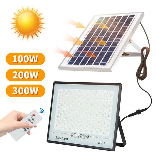 Projecteur Solaire LED 100W Étanche IP67 Détecteur Mouvement Télécommande - AK STORE
