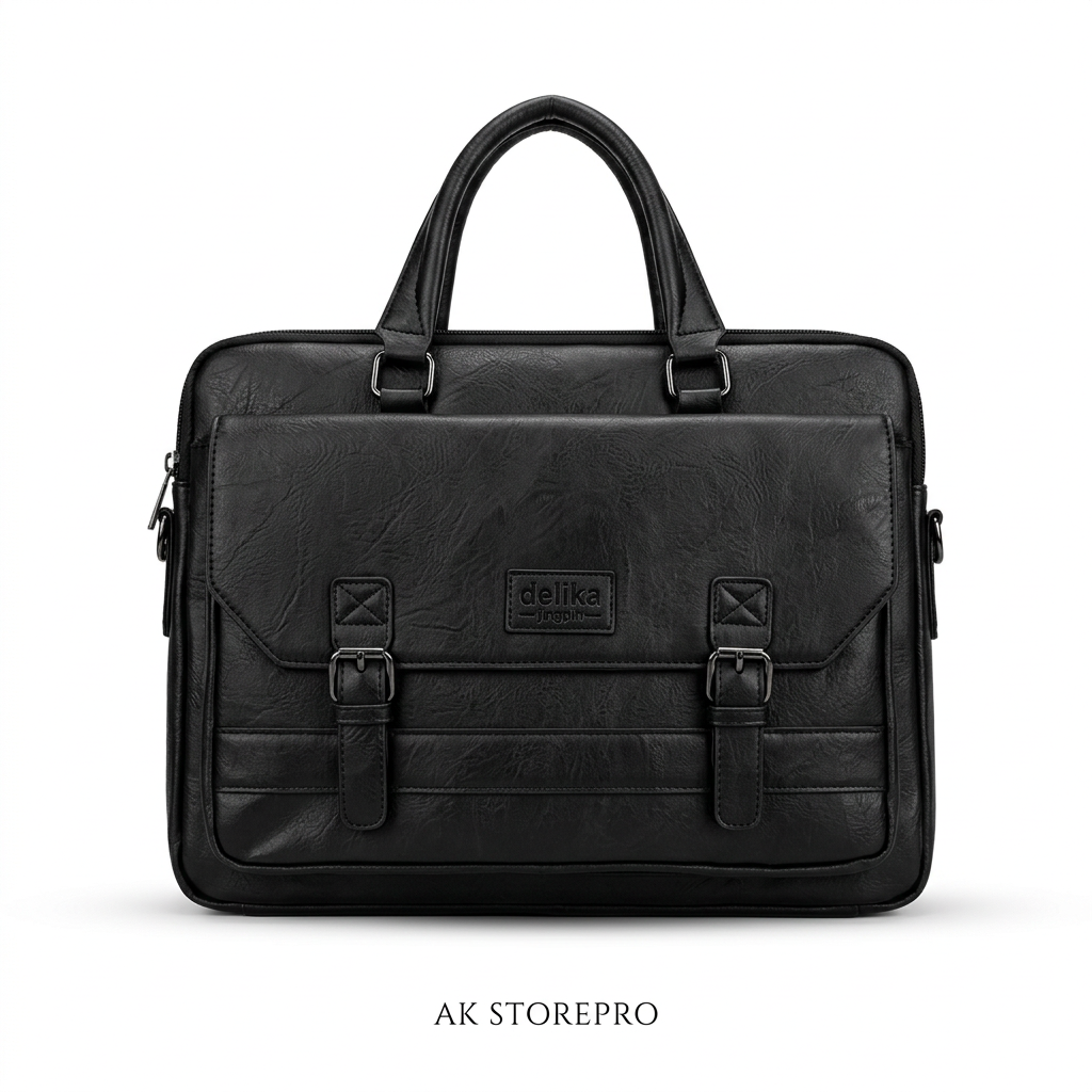الحقيبة السوداء بخلفية بيضاء واسم AK STOREPRO