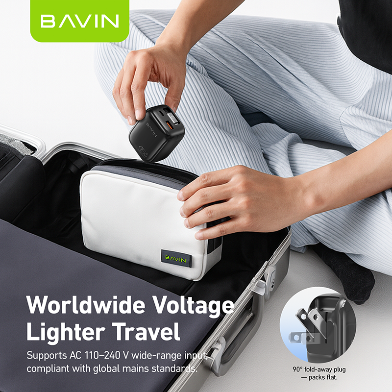 BAVIN PC2077 – Chargeur rapide 45W avec câble rétractable