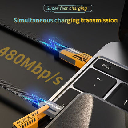 Câble 4 En 1 USB-C / USB-A / Lightning – Charge Super Rapide 65W & 27W, Plat Et Durable