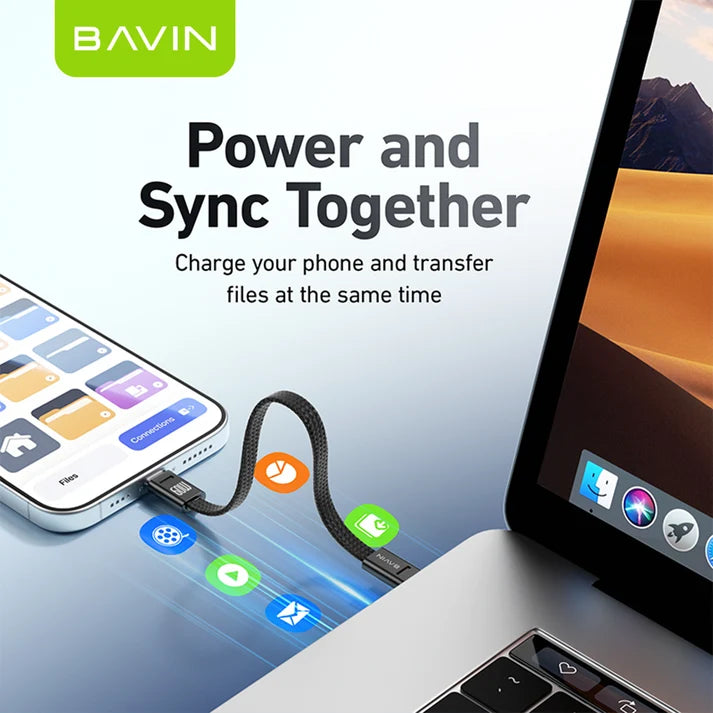 Câble BAVIN CB396 60W PD – USB-C vers USB-C ou iPhone, tressé