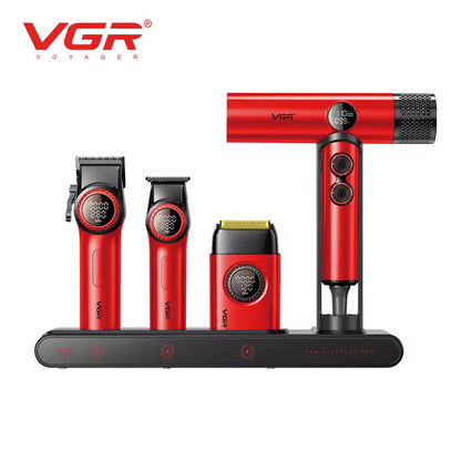 Kit Toilettage VGR 4-en-1 — Tondeuse, Rasoir, Trimmer & Sèche-cheveux