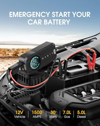 Démarreur de batterie de voiture 4 en 1 avec pompe à air avancée
