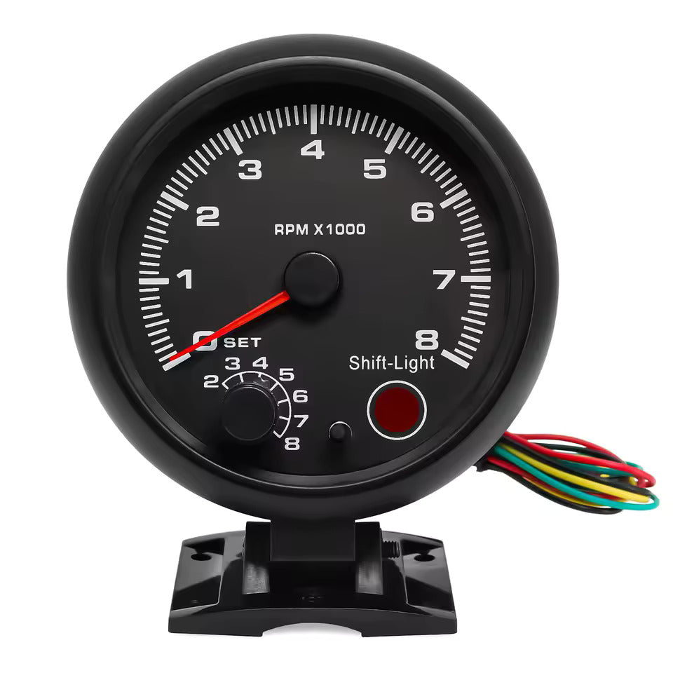 Tachymètre voiture 12V 0-8000 RPM – Compteur tours moteur universel 4, 6, 8 cylindres, rétroéclairage LED 7 couleurs, jauge noire style racing