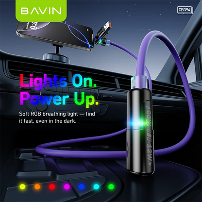 Câble BAVIN CB394 60W 4 en 1 en silicone avec lumière RGB