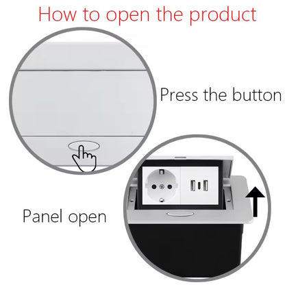 Prise Électrique Encastrable de Table - USB Type-C - Standard Français - Aluminium