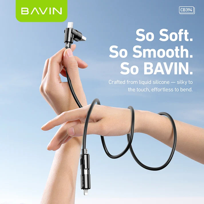 Câble BAVIN CB394 60W 4 en 1 en silicone avec lumière RGB