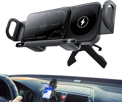 Chargeur de voiture sans fil horizontal rotatif écran pliable évent magnétique tableau de bord support de téléphone voiture de charge sans fil