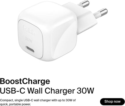 Chargeur secteur Belkin BoostCharge 30W USB-C Power Delivery – Blanc