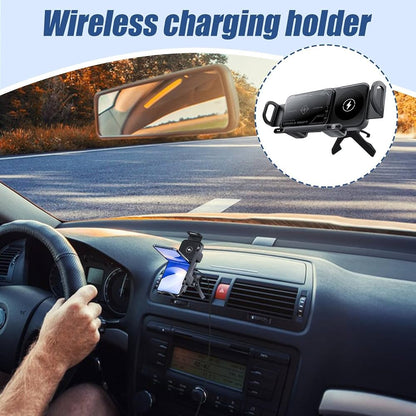 Chargeur de voiture sans fil horizontal rotatif écran pliable évent magnétique tableau de bord support de téléphone voiture de charge sans fil