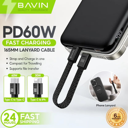 Câble BAVIN CB396 60W PD – USB-C vers USB-C ou iPhone, tressé