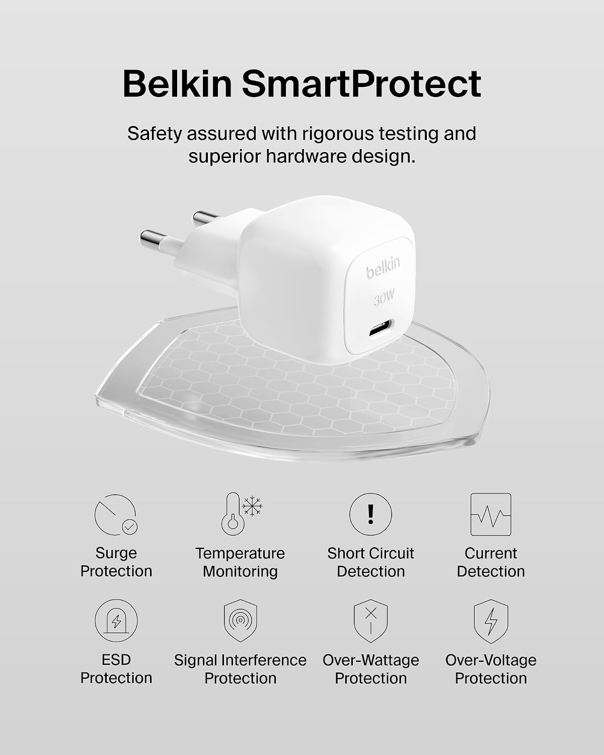 Chargeur secteur Belkin BoostCharge 30W USB-C Power Delivery – Blanc