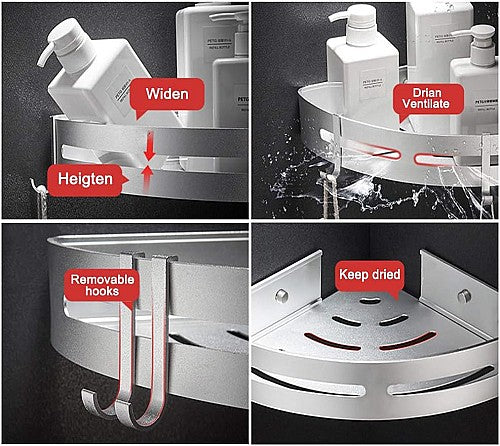 Lot 2 Etagères angle - Organisateur Pour coin de douche+ Scotch DF