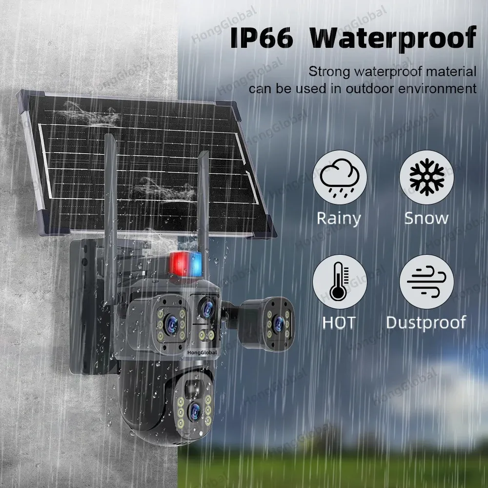 Caméra PTZ Extérieure 8MP 4K Wi-Fi à Énergie Solaire