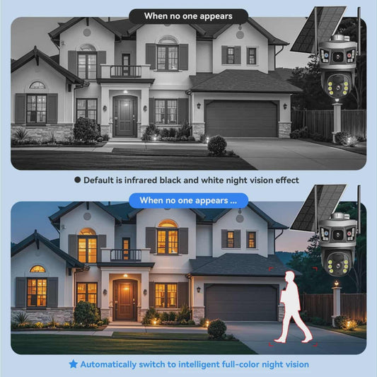 Camera 4G solaire Double Camera 15MP Zoom X10 V380 PRO