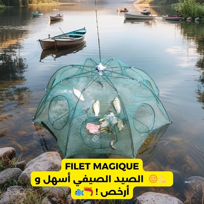 Épuisette de pêche automatique pliable et portable – 8 trous renforcés | Piège à crevettes, moules, crabes et baleines | Cadre en nylon résistant