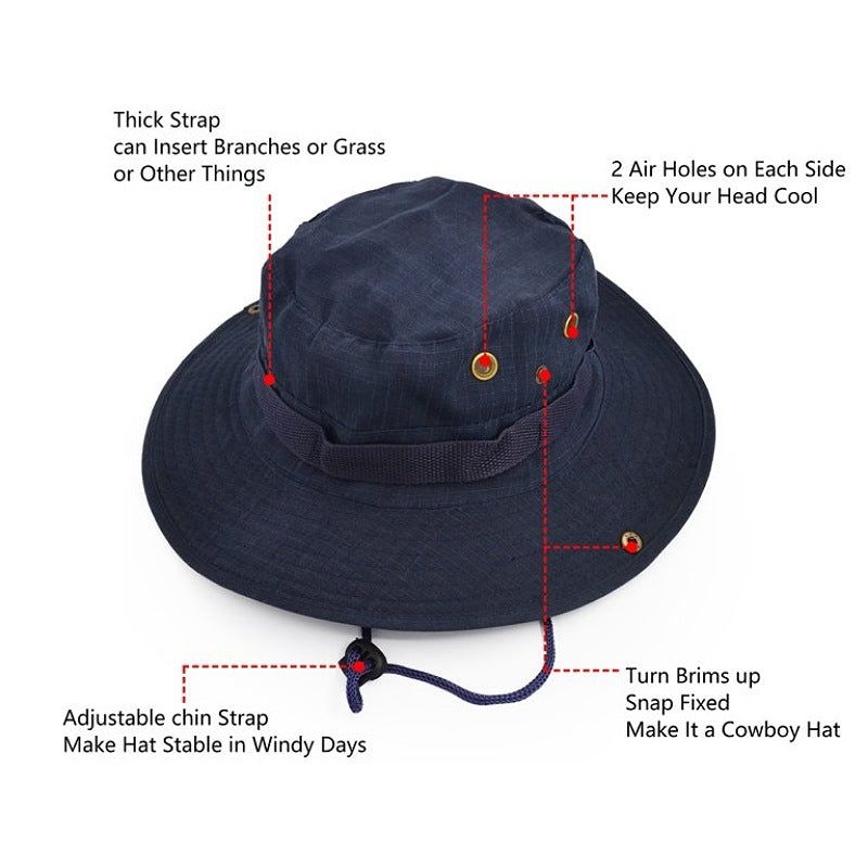 Chapeau De Seau Unisexe Protection Solaire Extérieure Pliable Bleu