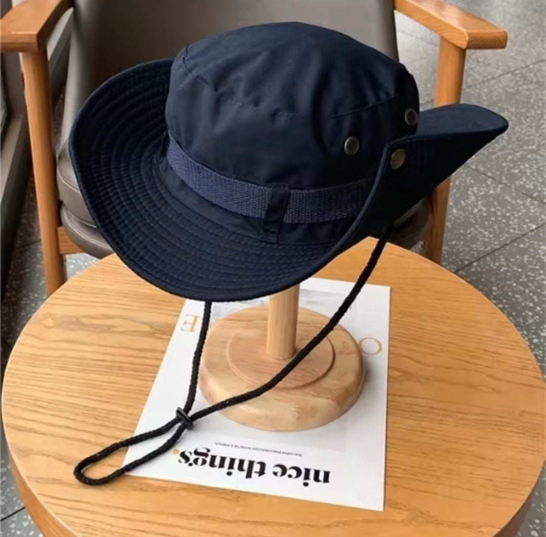Chapeau De Seau Unisexe Protection Solaire Extérieure Pliable Bleu