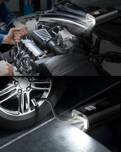 Compresseur à Air Portable LYTOOL 150 PSI 12V – Gonfleur de Pneus avec Lumière LED pour Voiture, Moto et Vélo