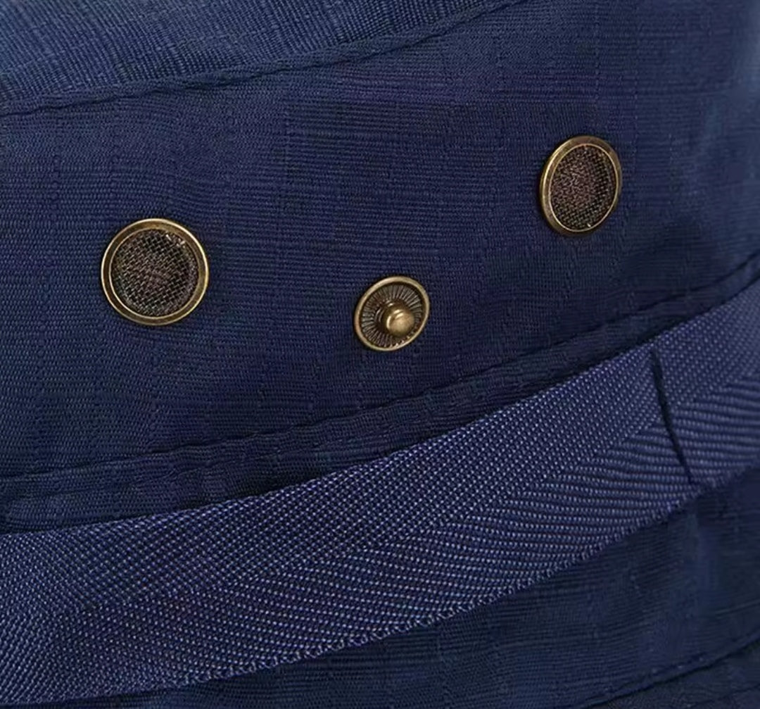 Chapeau De Seau Unisexe Protection Solaire Extérieure Pliable Bleu