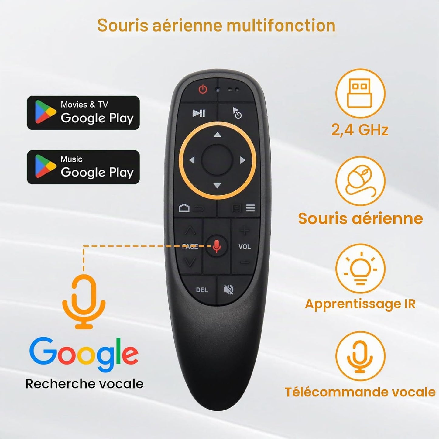 Télécommande Air Mouse G10 Sans Fil 2.4 GHz avec Commande Vocale