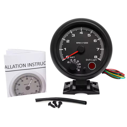 Tachymètre voiture 12V 0-8000 RPM – Compteur tours moteur universel 4, 6, 8 cylindres, rétroéclairage LED 7 couleurs, jauge noire style racing