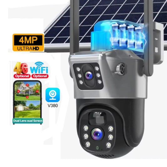 Caméra de Surveillance Solaire PTZ 4G 3 Lens 12MP Zoom X10