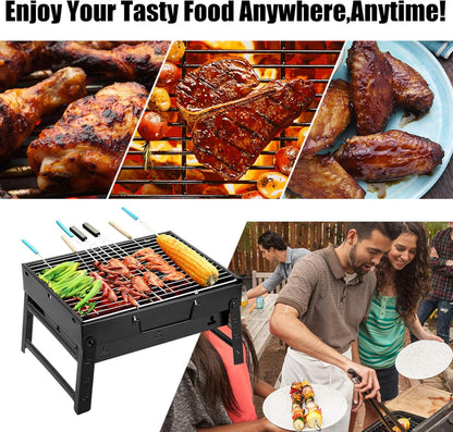 Barbecue au charbon de bois portable - Barbecue de table - Barbecue de camping - Barbecue de pique-nique - Barbecue de camping portable - Barbecue amovible pour extérieur, pique-nique, voyage, jardin