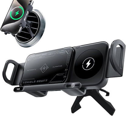 Chargeur de voiture sans fil horizontal rotatif écran pliable évent magnétique tableau de bord support de téléphone voiture de charge sans fil