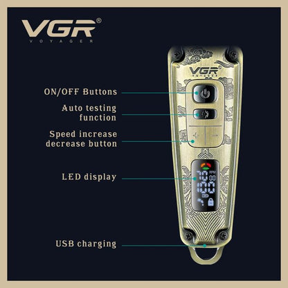 Tondeuse Cheveux Professionnelle Sans Fil VGR V-954 - 300 Min Autonomie Charge Rapide