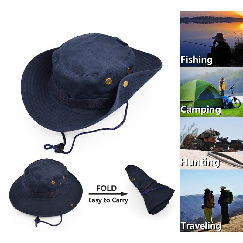 Chapeau De Seau Unisexe Protection Solaire Extérieure Pliable Bleu