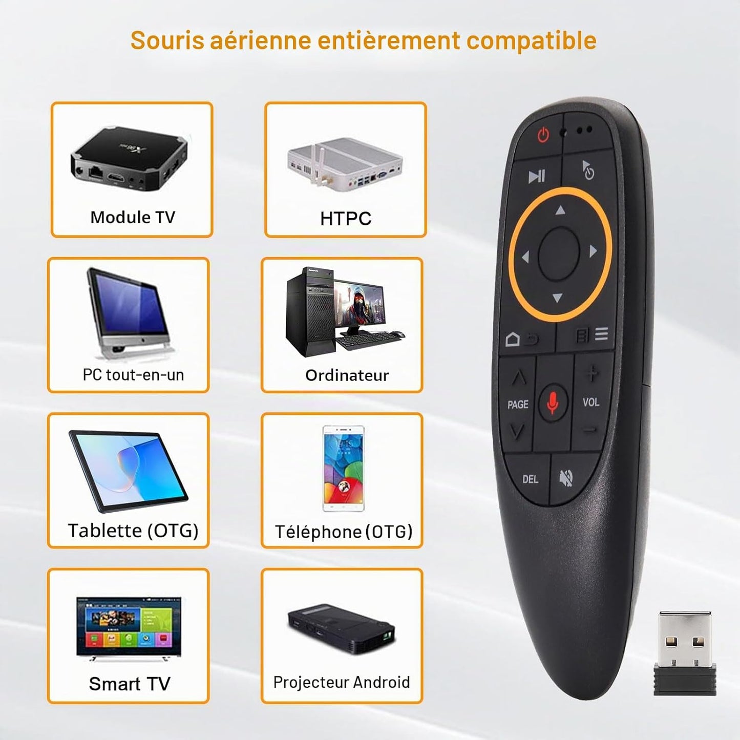 Télécommande Air Mouse G10 Sans Fil 2.4 GHz avec Commande Vocale
