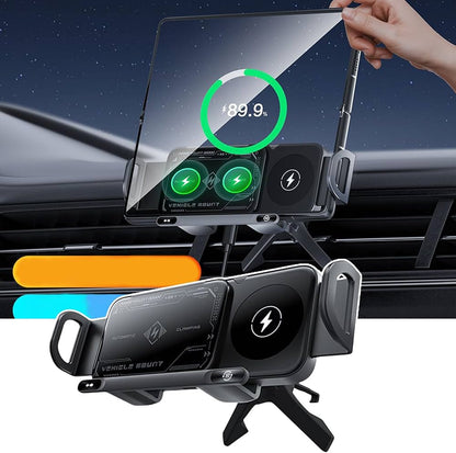 Chargeur de voiture sans fil horizontal rotatif écran pliable évent magnétique tableau de bord support de téléphone voiture de charge sans fil