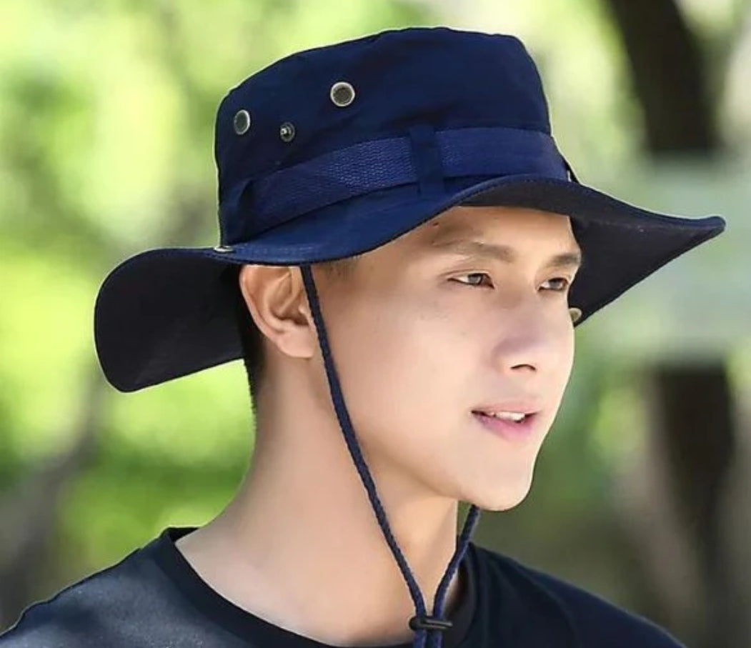 Chapeau De Seau Unisexe Protection Solaire Extérieure Pliable Bleu