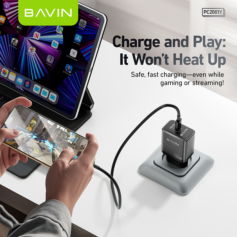 BAVIN PC2001Y – Chargeur rapide PD 20W + câble USB-C