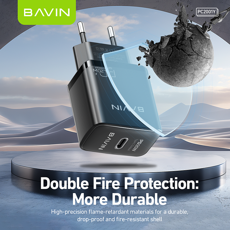 BAVIN PC2001Y – Chargeur rapide PD 20W + câble USB-C