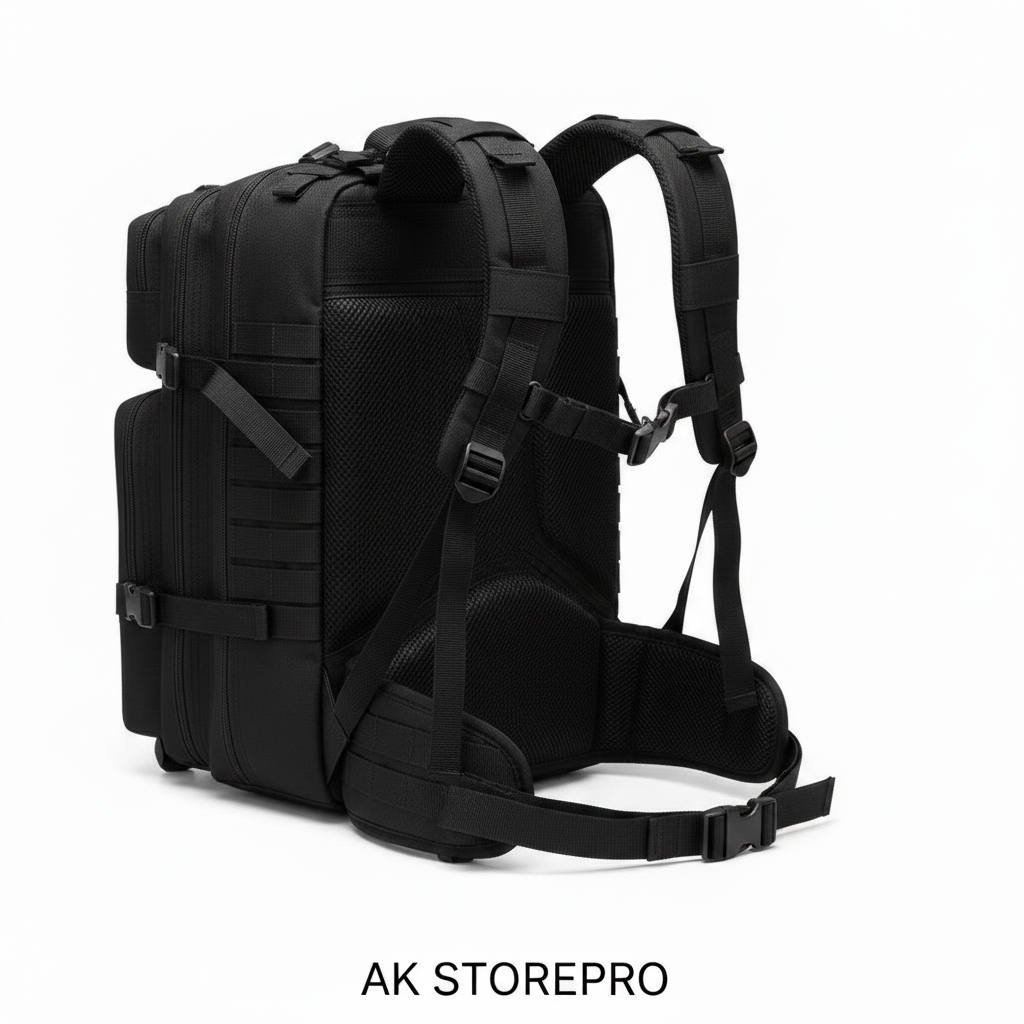 MUCHER Sac à dos militaire 40 l pour homme avec 4 crochets Noir