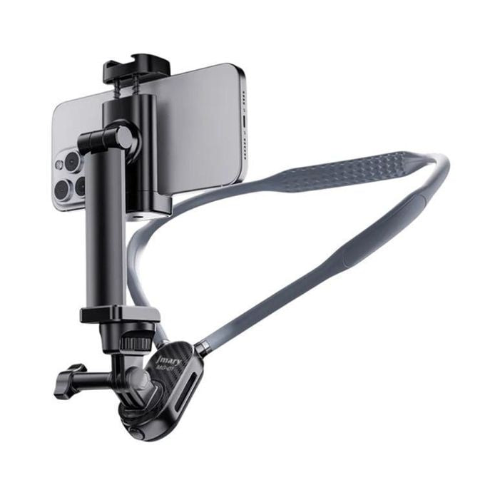 Jamey Support de Cou MG-01 2-en-1 pour Smartphone et Caméra – Tournage POV, Rotation 360°, Pliable et Confortable, Compatible GoPro, Insta360, Caméras d’Action et Smartphones