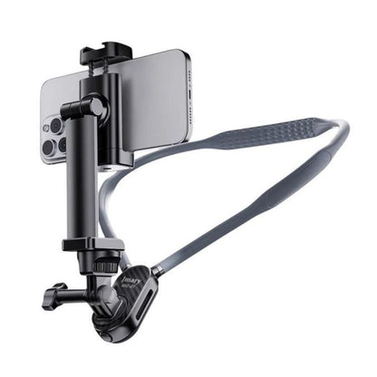 Jamey Support de Cou MG-01 2-en-1 pour Smartphone et Caméra – Tournage POV, Rotation 360°, Pliable et Confortable, Compatible GoPro, Insta360, Caméras d’Action et Smartphones