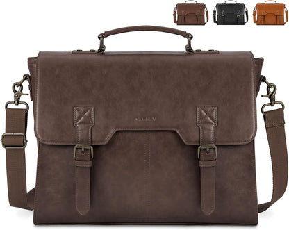 Sac Ordinateur Portable 15,6" Bandoulière Homme – Cuir PU Imperméable Mallette Messenger