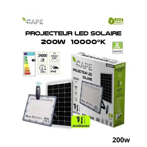 Projecteur LED Extérieur Étanche, Solaire & Batterie – 200w /300w/500w