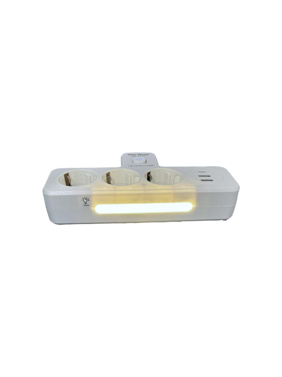 Power Strip 3 Positions with 2 USB-A and 1 USB-C