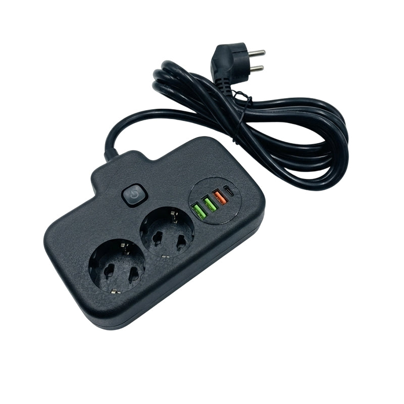 Rallonge électrique portable de 2 m pour la maison, le bureau et le bricolage. Prolongez facilement l’alimentation de vos appareils.
