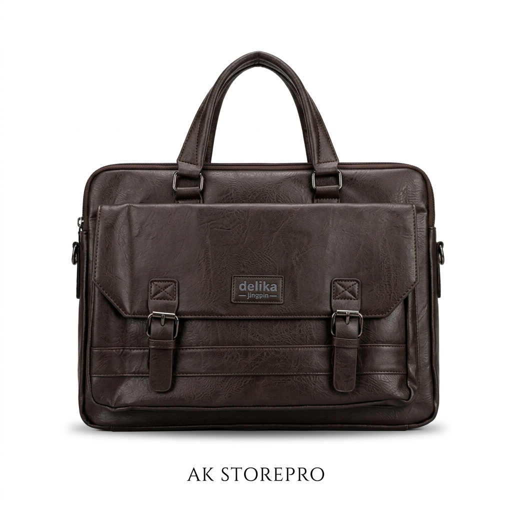 الحقيبة البنية بخلفية بيضاء واسم AK STOREPRO