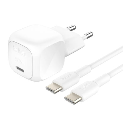 Chargeur secteur BELKIN BoostCharge 20W blanc avec câble USB-C vers USB-C