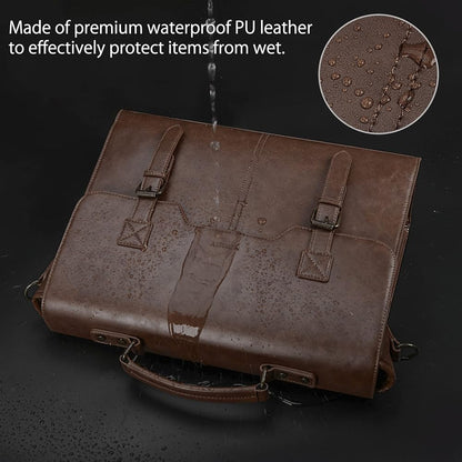 Sac Ordinateur Portable 15,6" Bandoulière Homme – Cuir PU Imperméable Mallette Messenger