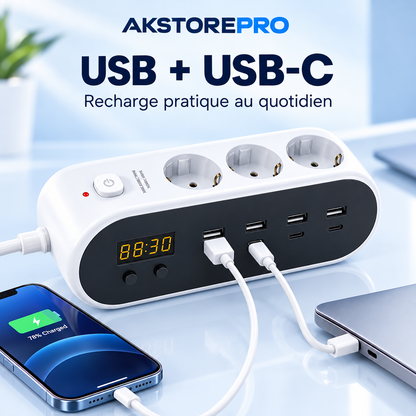 Ports USB et USB-C de la multiprise TINSOL, AKSTOREPRO